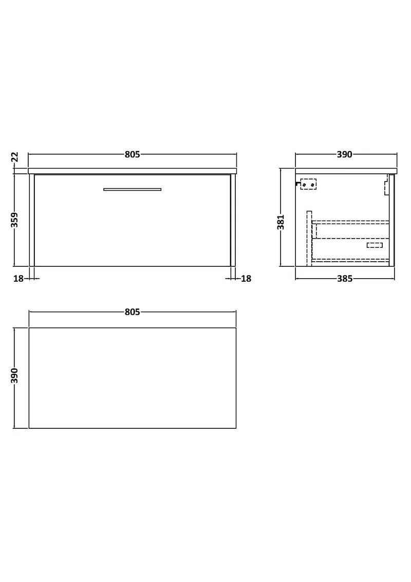 Juno 800mm Wall Hung 1 Drawer Vanity Unit & Bellato Grey Laminate Worktop - Autumn Oak Woodgrain