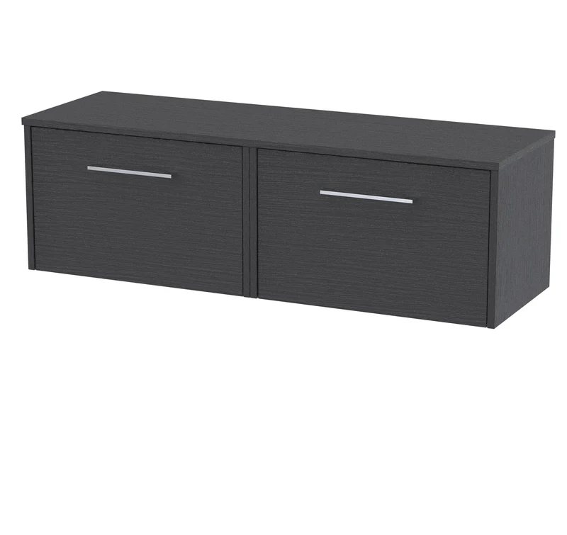 Juno 1200mm Wall Hung 2 Drawer Vanity Unit & Worktop - Graphite Grey Woodgrain