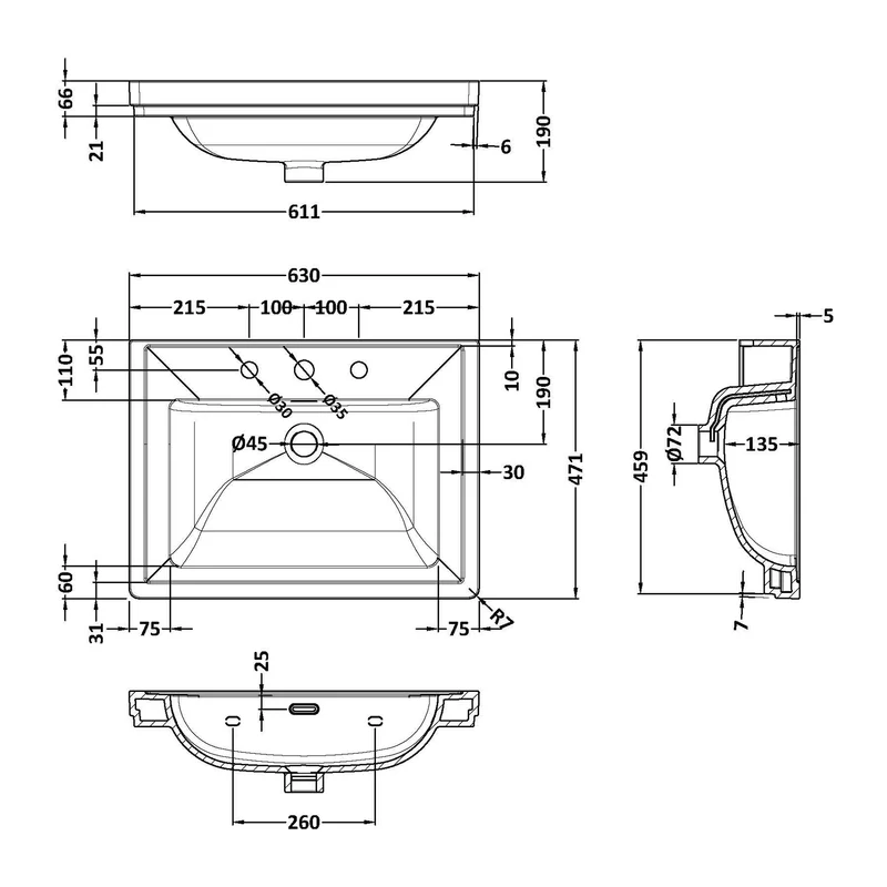 Classique 600mm Wall Hung Vanity Unit With 1 Drawer With Fireclay Basin - Satin Soft Black