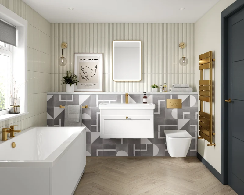 Classique 600mm Wall Hung Vanity Unit With 1 Drawer With Fireclay Basin - Satin White