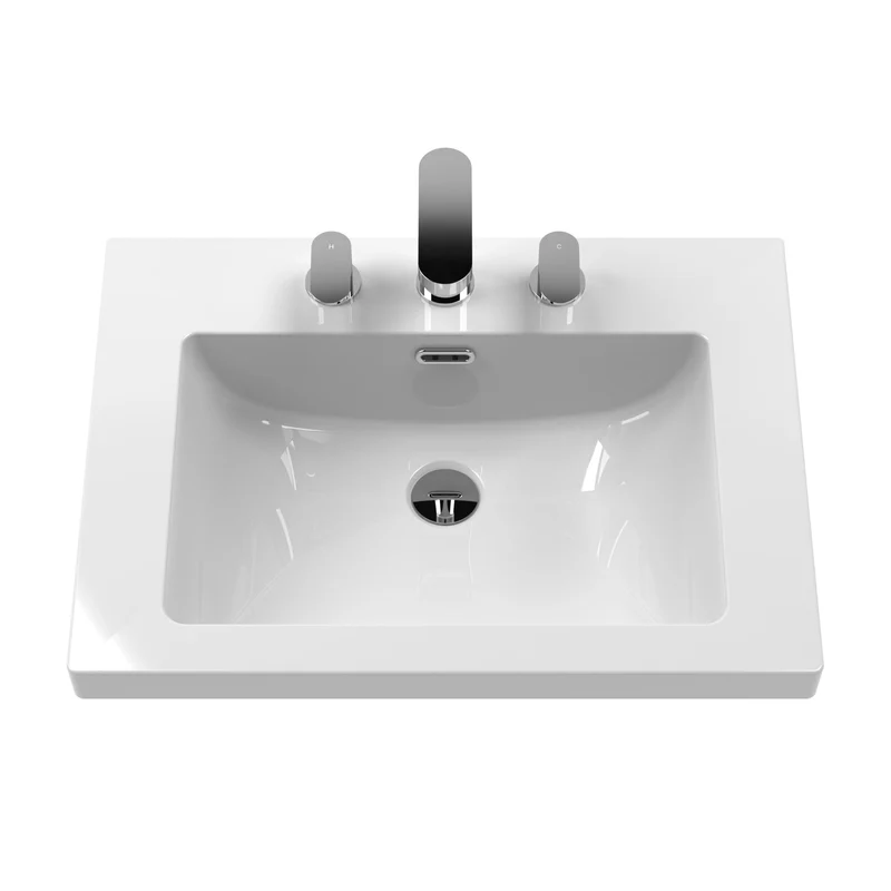 Classique 600mm Wall Hung Vanity Unit With 1 Drawer With Contemporary Basin - Satin White