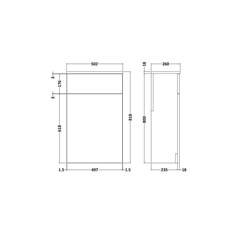 Nuie Arno 500mm Wc Unit Contemporary Satin Green MFC Painted Matt 818x502x260mm