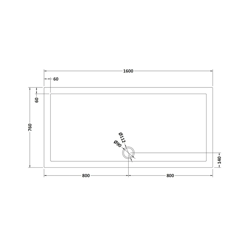 Hudson Reed Rectangular Trays Rectangular Shower Tray 1600 X 760mm Contemp Grey Slate Acrylic Capped Abs Caco3 And Pu