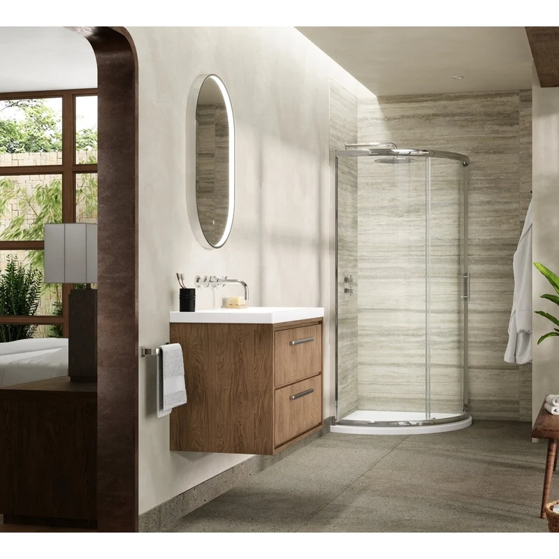 Hudson Reed Pacific 860mm Single Entry Quadrant Contemp Chrome Aluminium,metal 1850x910x910mm - AQSE1