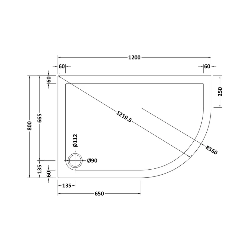 Hudson Reed Offset Quadrant Trays Slip Resistant Offset Quadrant Shower Tray Rh 1200 X 800mm Contemp European White Acrylic Capped Abs Caco3 And Pu