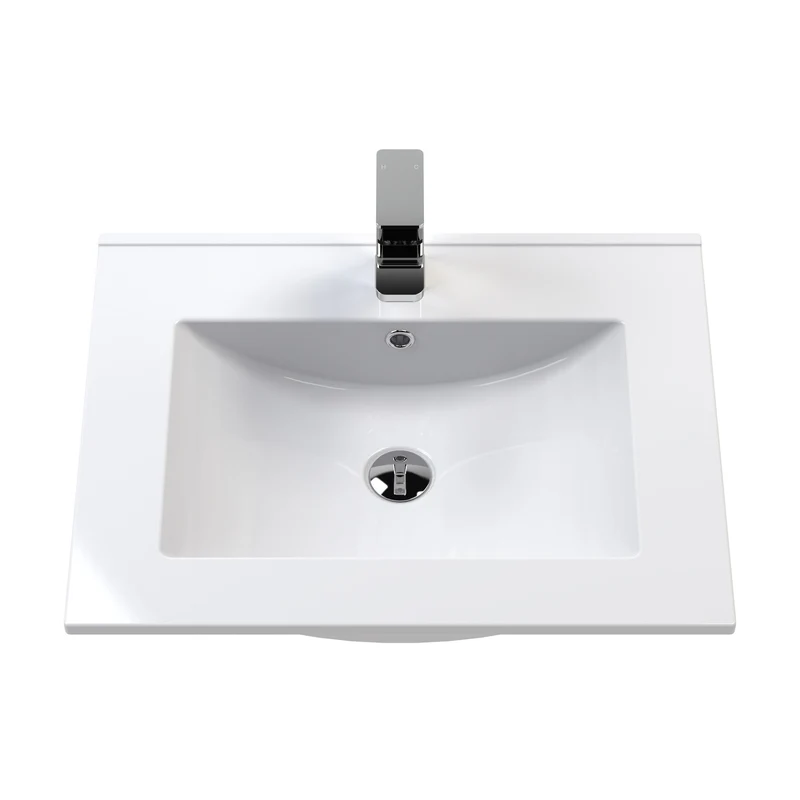 Classique 600mm Floor Standing Vanity Unit With 2 Doors With Minimalist Ceramic Basin - Satin Grey