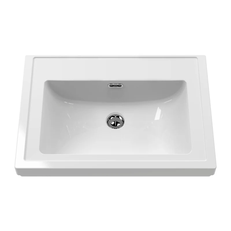 Classique 600mm Floor Standing Vanity Unit With 2 Doors With Fireclay Basin - Satin Soft Black
