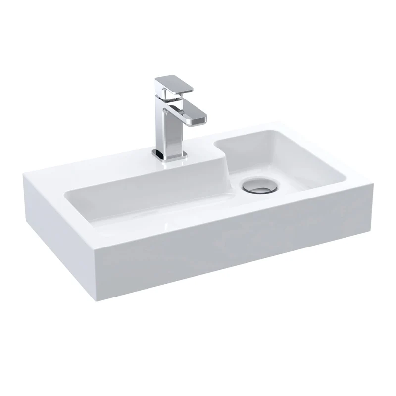 Nuie 1 Tap Hole 500mm Polymarble Compact L-Shaped Basin