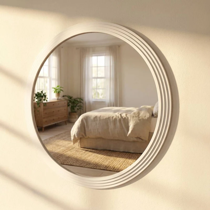 Stepped Round Wall Mirror Oyster
