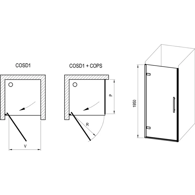 Ravak COPS 900mm Side Panel - Chrome
