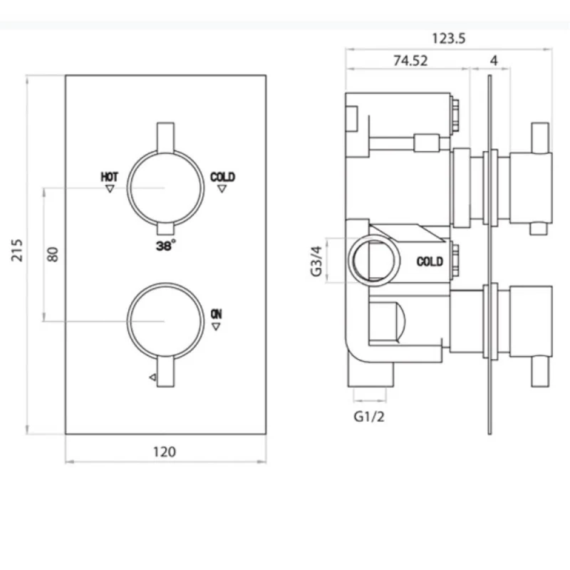 Round Twin Thermostatic Concealed Mixer Shower Kit with Ceiling Mounted 300mm Shower Head & Handset
