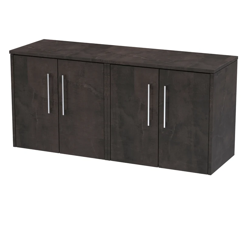 Juno 1200mm Wall Hung 4 Door Vanity Unit & Worktop - Metallic Slate Matt