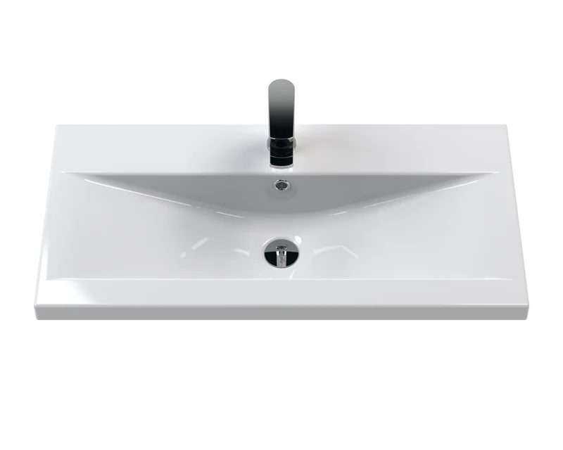 Juno 800mm Wall Hung 1 Drawer Vanity Unit & Mid Edge Ceramic Basin - Metallic Slate Matt