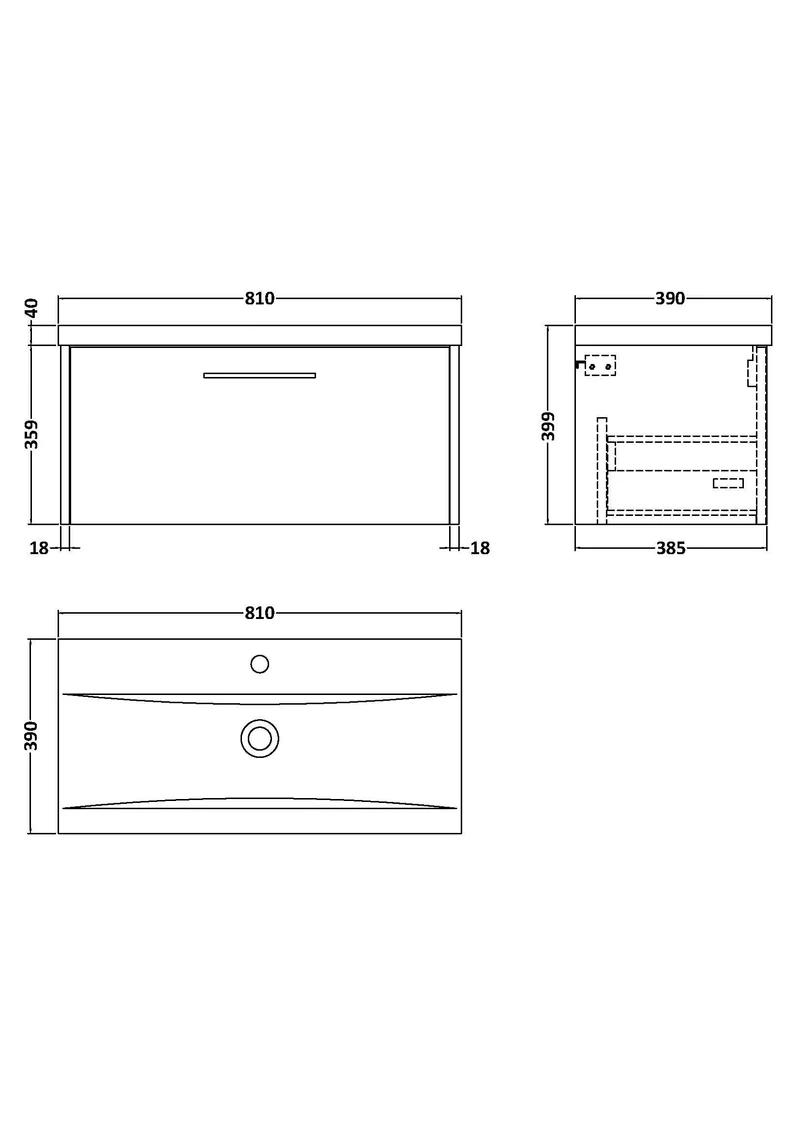 Juno 800mm Wall Hung 1 Drawer Vanity Unit & Mid Edge Ceramic Basin - Metallic Slate Matt