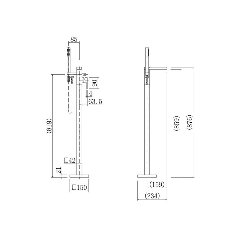 Eliseo Ricci Free Fall Floor Standing Bath Shower Mixer