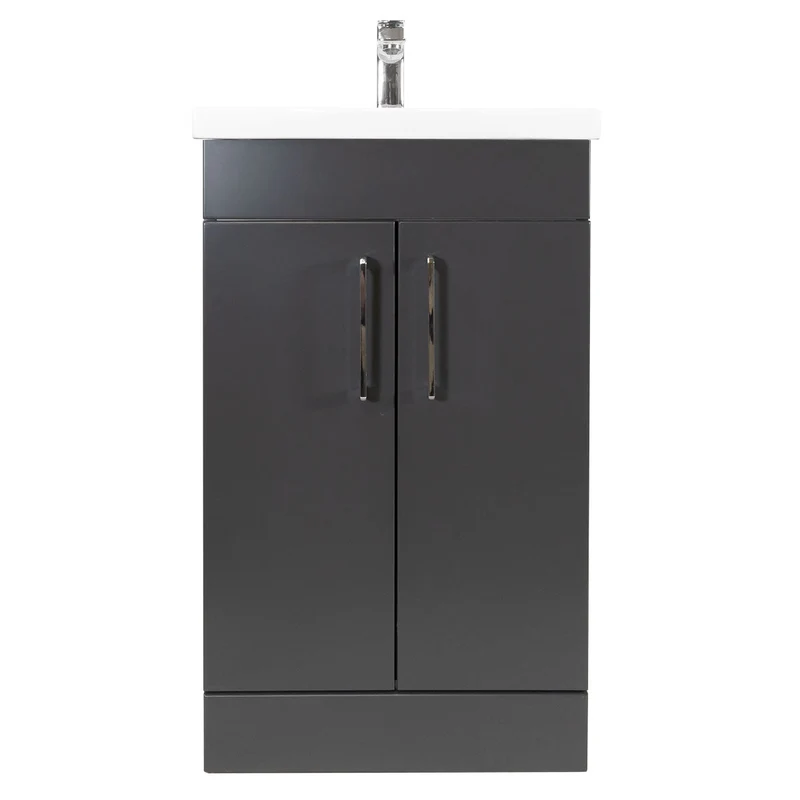 Ardan 500mm 2 Door Floor Standing Vanity Unit & Basin - Anthracite