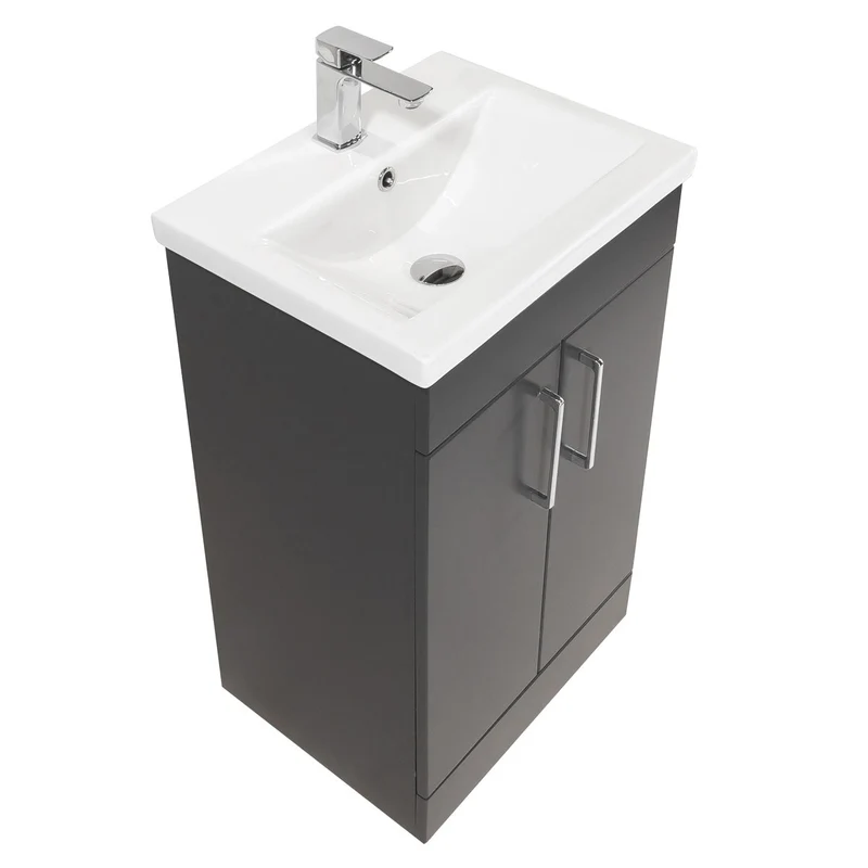 Ardan 500mm 2 Door Floor Standing Vanity Unit & Basin - Anthracite