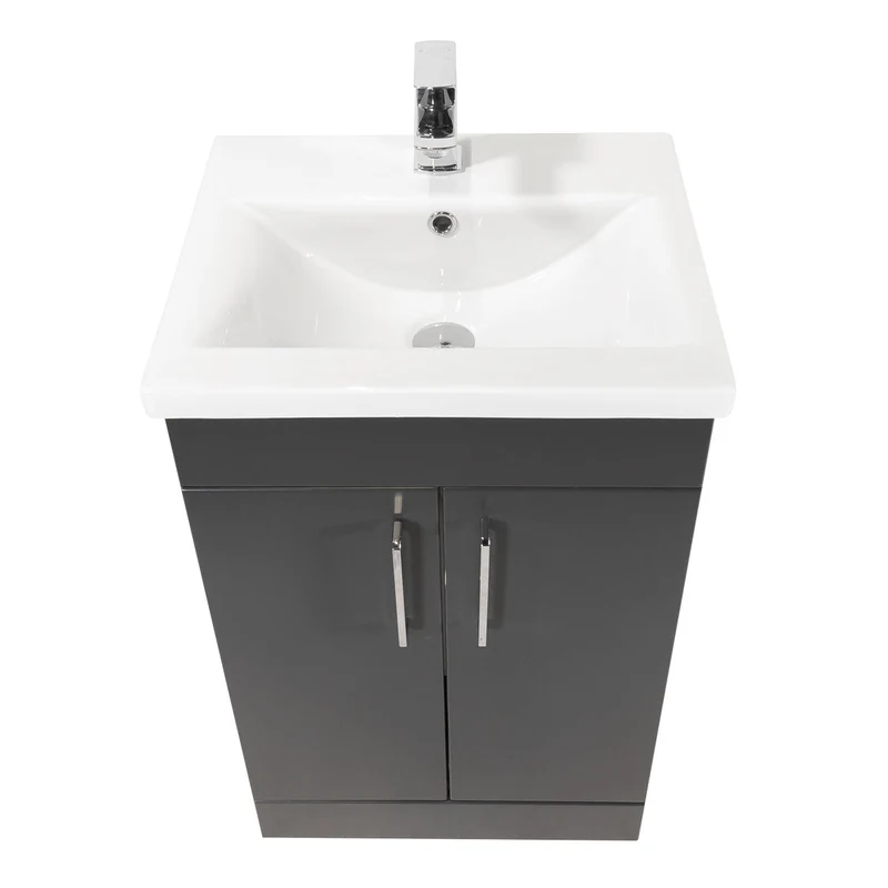 Ardan 500mm 2 Door Floor Standing Vanity Unit & Basin - Anthracite