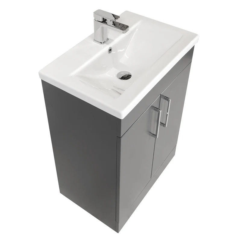 Ardan 600mm 2 Door Floor Standing Vanity Unit & Basin - Anthracite