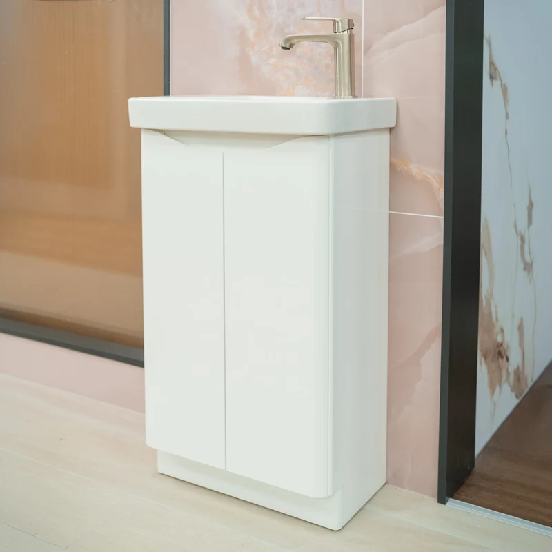 Happi 500mm 2 Door Floor Standing Cloakroom Vanity Unit - Matt White inc Basin