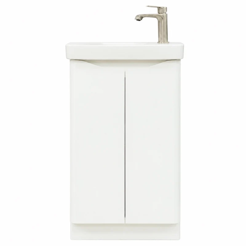 Happi 500mm 2 Door Floor Standing Cloakroom Vanity Unit - Matt White inc Basin