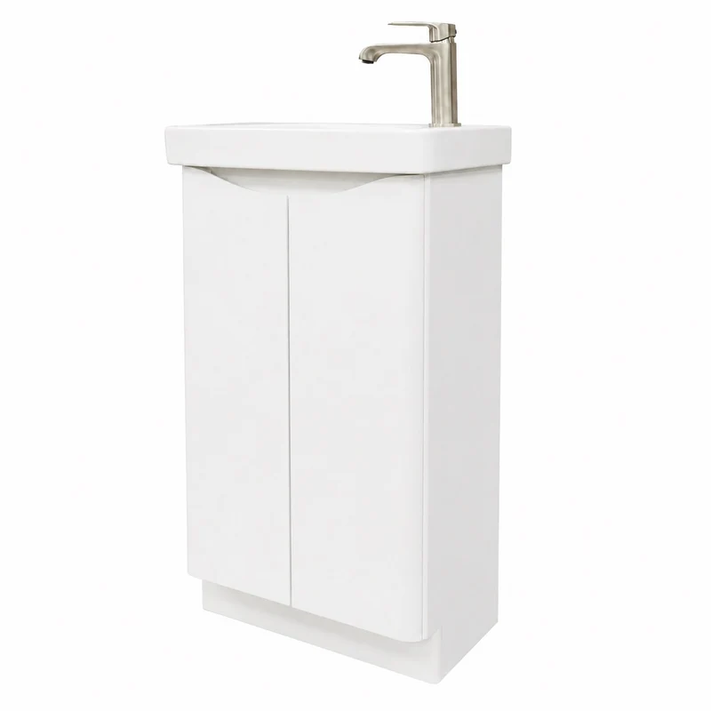 Happi 500mm 2 Door Floor Standing Cloakroom Vanity Unit - Matt White inc Basin