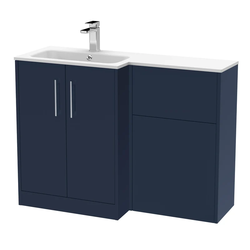 Juno 1100mm Basin & WC Combination Unit With Left Hand White Stone Basin - Midnight Blue Matt