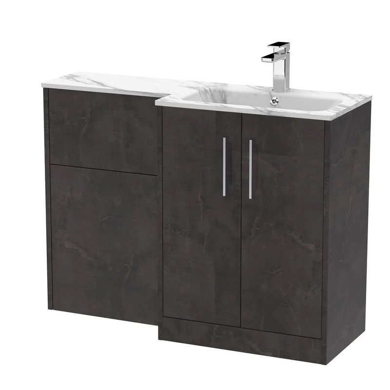 Juno 1100mm Basin & WC Combination Unit With Right Hand Marble Stone Basin - Metallic Slate Matt