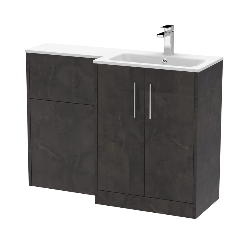 Juno 1100mm Basin & WC Combination Unit With Right Hand White Stone Basin - Metallic Slate Matt