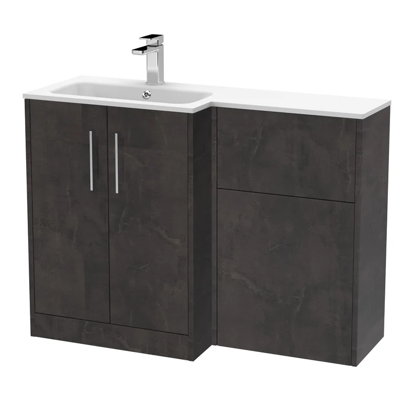 Juno 1100mm Basin & WC Combination Unit With Left Hand White Stone Basin - Metallic Slate Matt