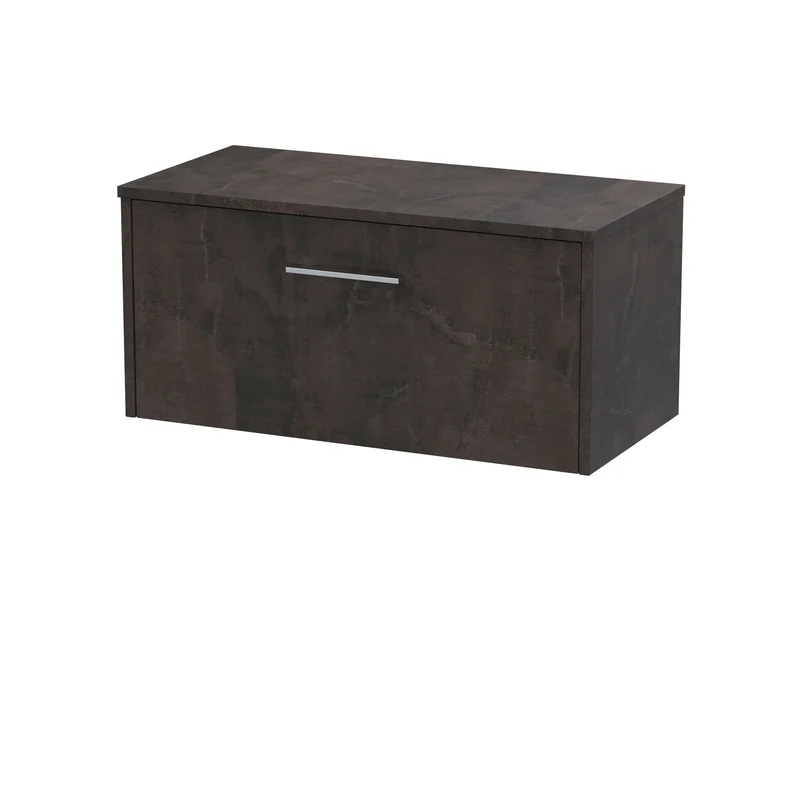 Juno 800mm Wall Hung 1 Drawer Vanity Unit & Worktop - Metallic Slate Matt