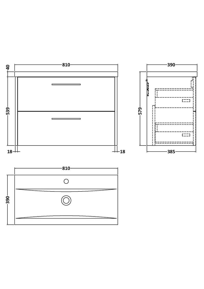 Juno 800mm Wall Hung 2 Drawer Vanity Unit & Mid Edge Ceramic Basin - Metallic Slate Matt