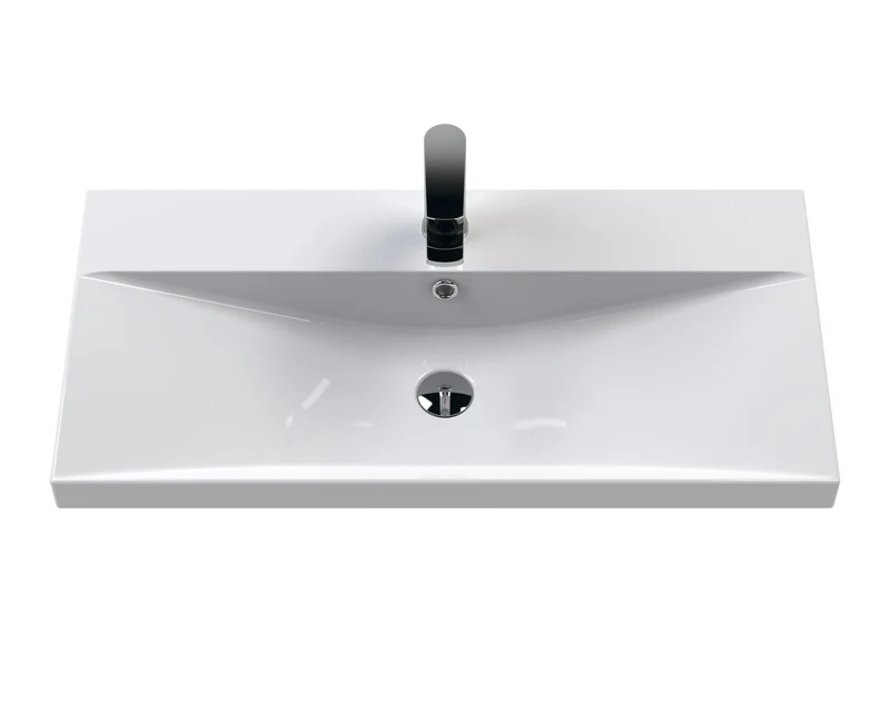 Juno 800mm Wall Hung 2 Drawer Vanity Unit & Thin Edge Ceramic Basin - Metallic Slate Matt