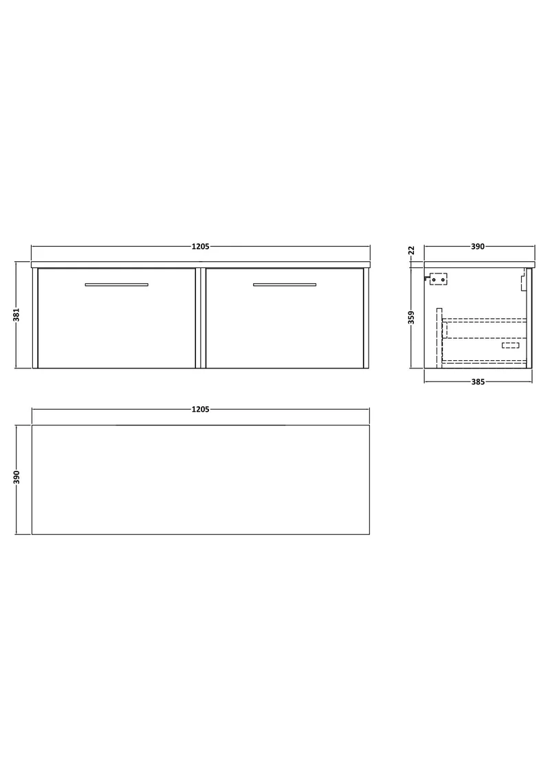 Juno 1200mm Wall Hung 2 Drawer Vanity Unit & Carrera Marble Laminate Worktop - Midnight Blue Matt