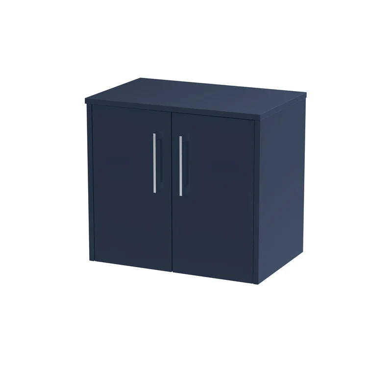 Juno 600mm Wall Hung 2 Door Vanity Unit & Worktop - Midnight Blue Matt