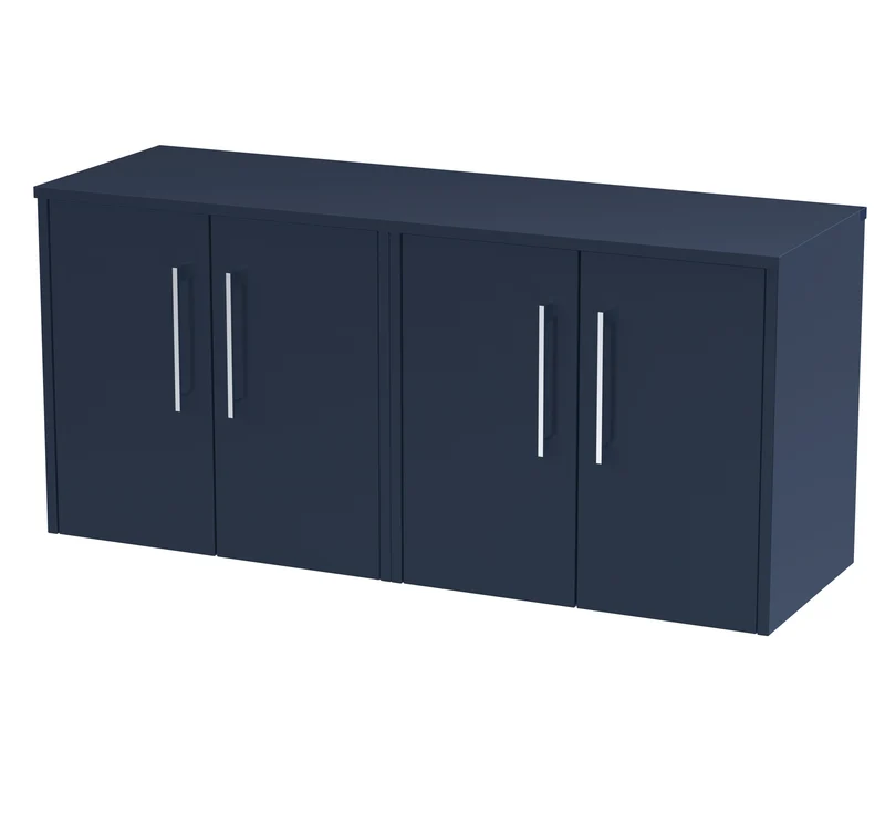 Juno 1200mm Wall Hung 4 Door Vanity Unit & Worktop - Midnight Blue Matt