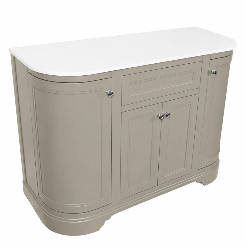 Kingsbury Classic Curve 1200mm Vanity Unit - Sand with Marble Worktop - No Tap Holes