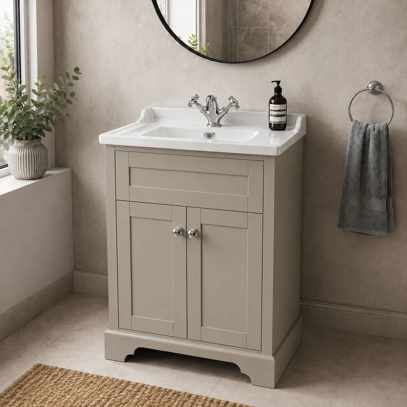 Kingsbury 600mm Traditional Floor Standing Vanity Unit and Basin - Sand