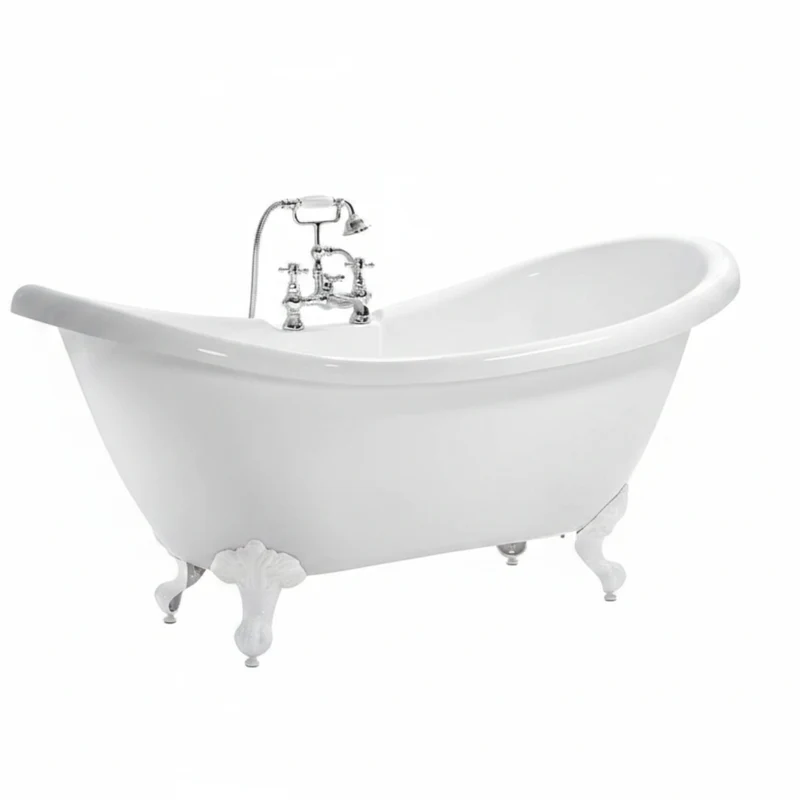 Traditional English Balmoral Double Ended Slipper Bath & White Feet