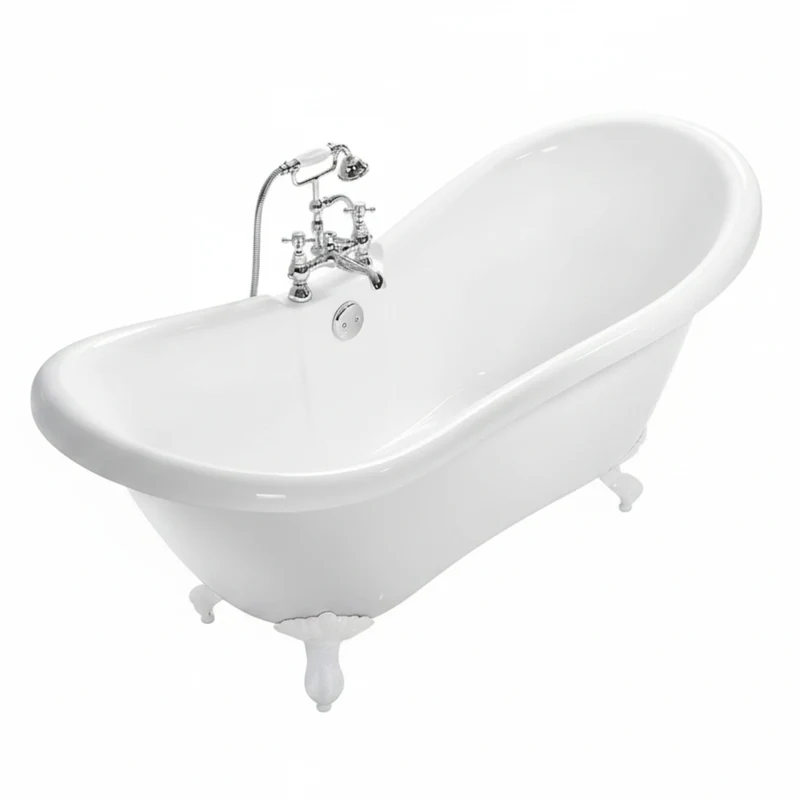 Traditional English Balmoral Double Ended Slipper Bath & White Feet