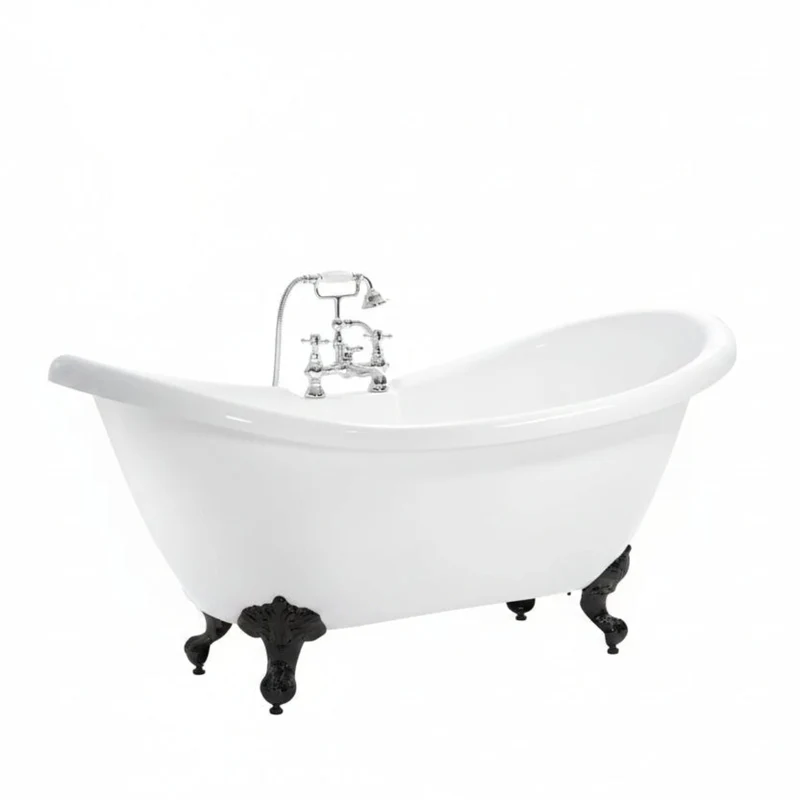 Traditional English Balmoral Double Ended Slipper Bath & Black Feet
