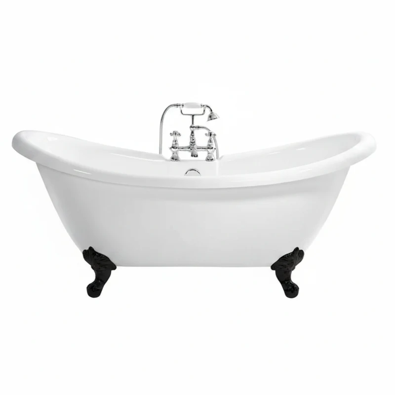 Traditional English Balmoral Double Ended Slipper Bath & Black Feet