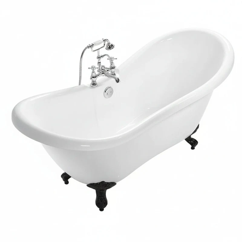 Traditional English Balmoral Double Ended Slipper Bath & Black Feet