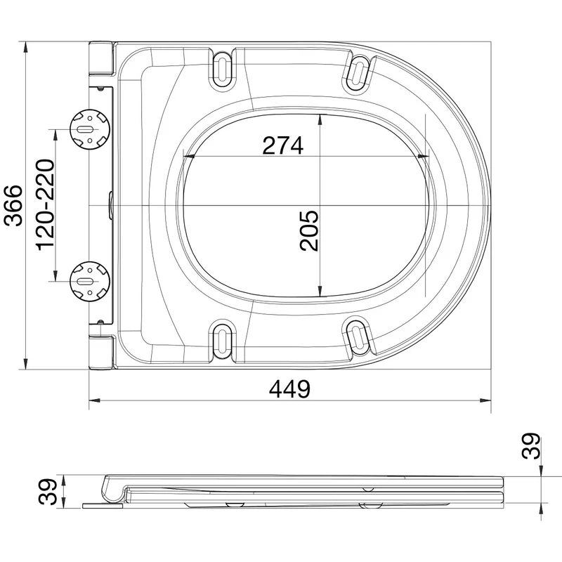 Middle D Style Slimline Soft Close Toilet Seat