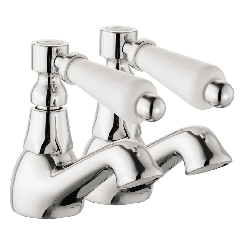 Tre Mercati Victoria Bianco Bath Taps - Chrome with White Levers