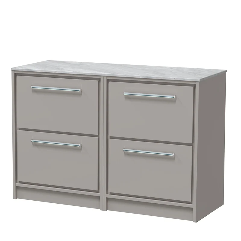 Lille 1200mm Floor Standing 4 Drawer Vanity Unit & Grey Marble Worktop - Pebble Grey Matt