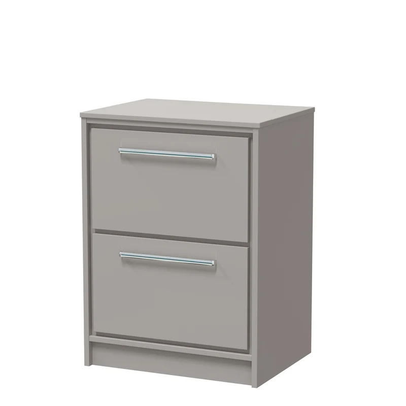 Lille 600mm Floor Standing 2 Drawer Vanity Unit & Worktop - Pebble Grey Matt