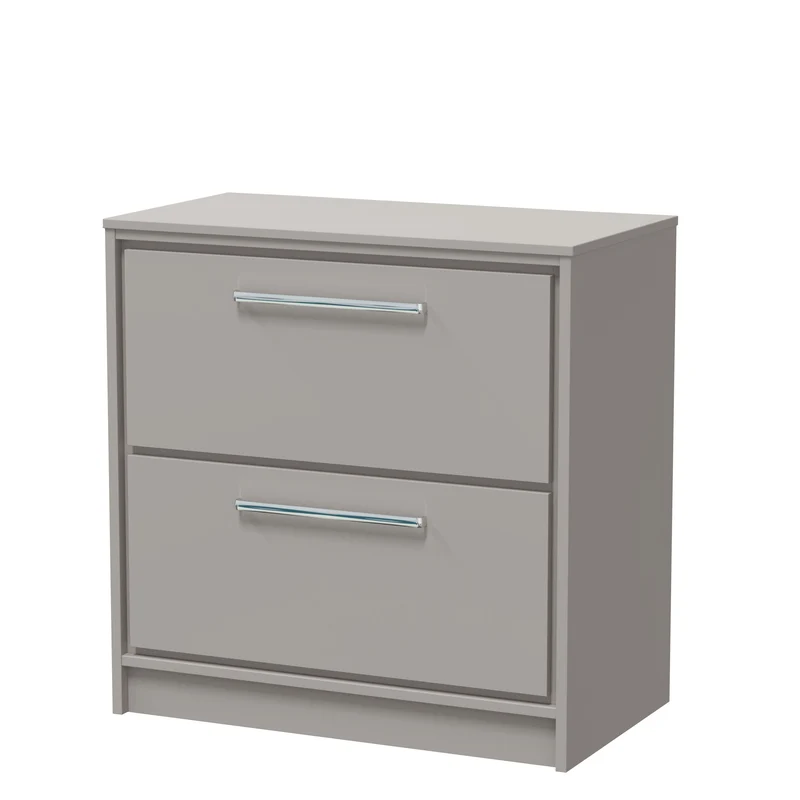 Lille 800mm Floor Standing 2 Drawer Vanity Unit & Worktop - Pebble Grey Matt