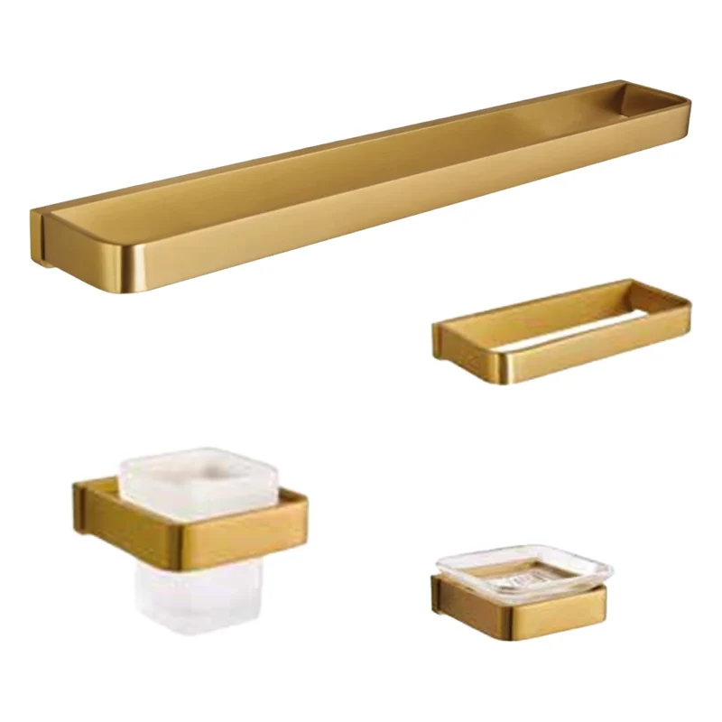Tre Mercati Disc Brushed Brass Bathroom Accessory Set
