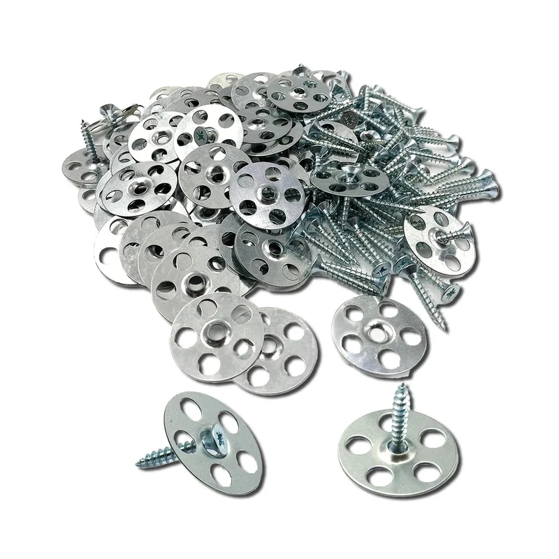 35mm Galvanised Steel Fixing Washers & Screws - 100 Screws + 100 Washers Pack